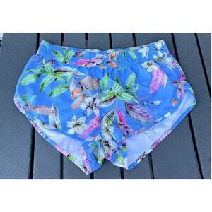 Hurley blue floral elastic waist shorts, women's size M